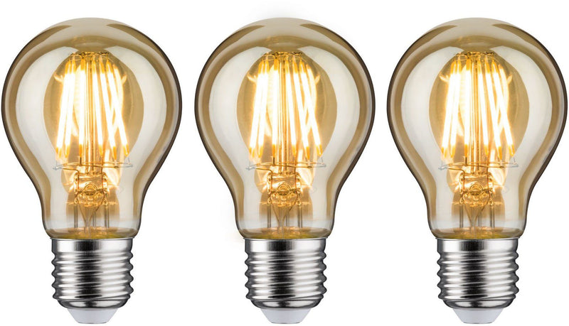 Set 3 becuri LED retro Paulmann aurii cu filament vizibil - LunaHome.ro