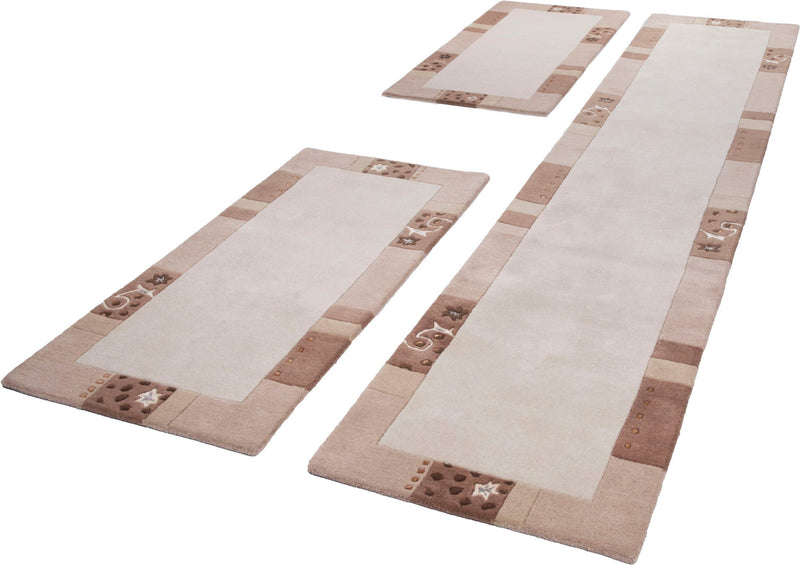 Set 3 covoare Royal Ganges din lana bej 70cm lățime - LunaHome.ro