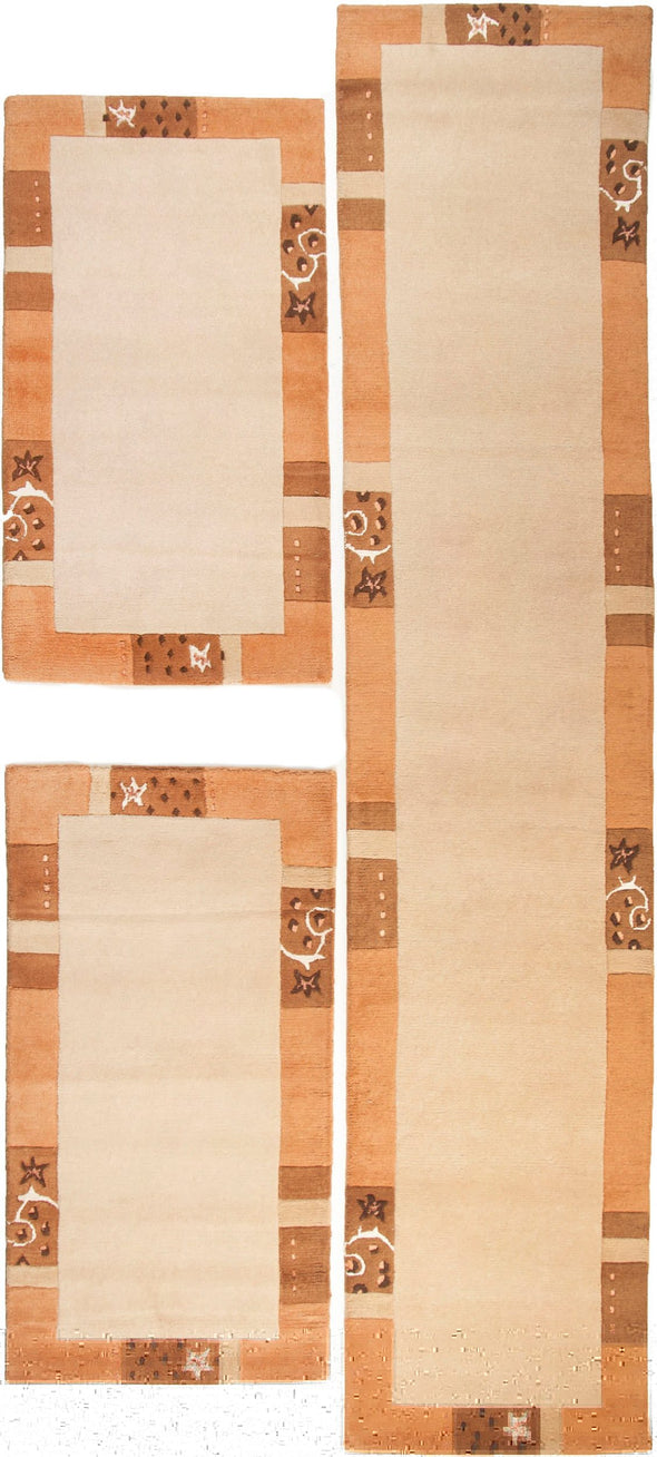 Set 3 covoare Royal Ganges din lana crem 70cm lățime - LunaHome.ro