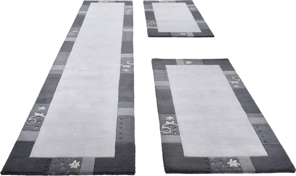 Set 3 covoare Royal Ganges din lana gri 70cm lățime - LunaHome.ro