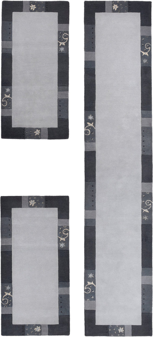 Set 3 covoare Royal Ganges din lana gri 70cm lățime - LunaHome.ro