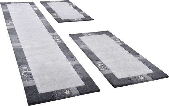 Set 3 covoare Royal Ganges din lana gri 70cm lățime - LunaHome.ro