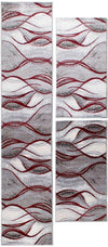 Set 3 covoare de dormitor Tritom gri-roșu 67 cm lățime - LunaHome.ro