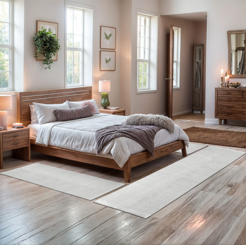 Set 3 covoare de dormitor Woolscape din lana crem - LunaHome.ro