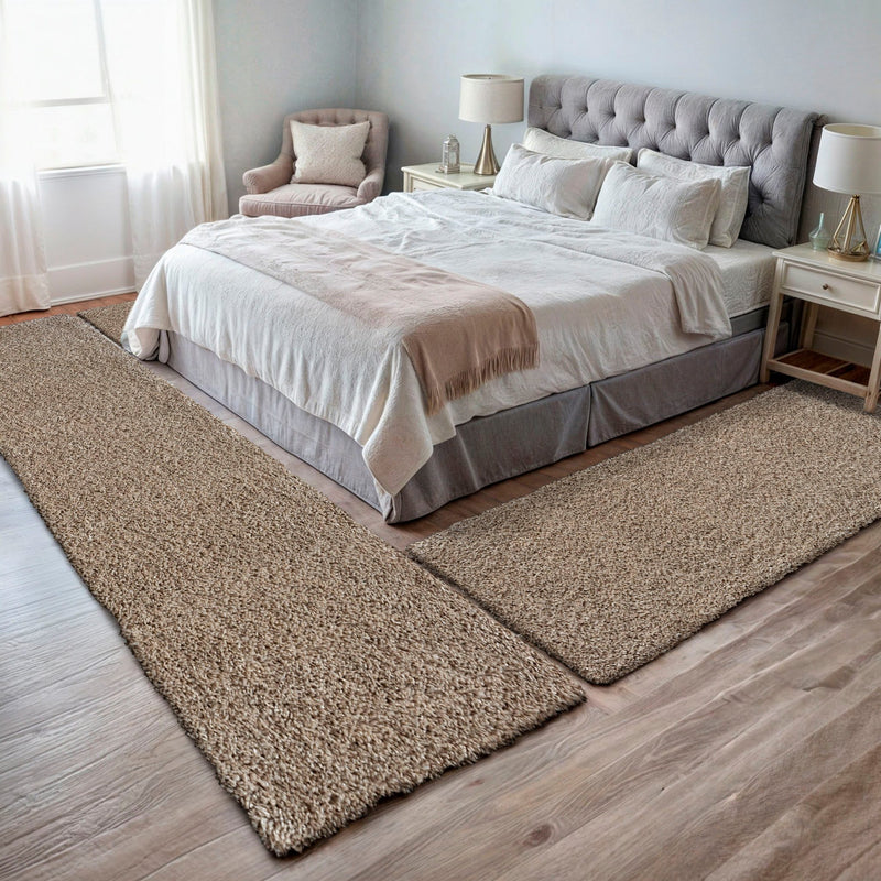 Set 3 covoare pentru dormitor Banji bej 70cm latime - LunaHome.ro