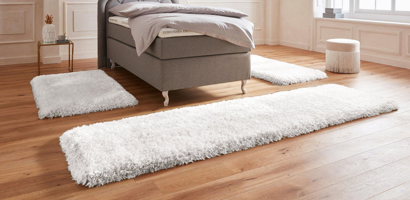 Set 3 covoare pentru dormitor Micro exclusiv foarte groase, albe - LunaHome.ro