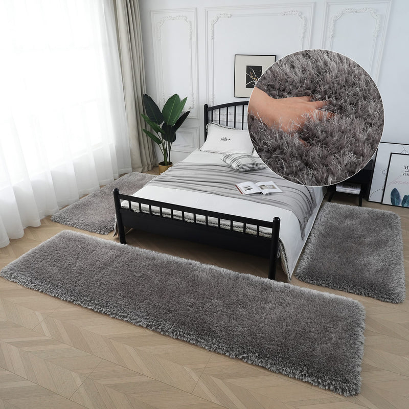 Set 3 covoare pentru dormitor Micro exclusiv foarte groase gri - LunaHome.ro