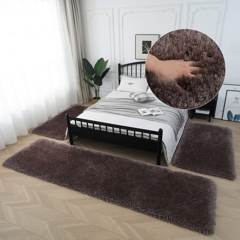 Set 3 covoare pentru dormitor Micro exclusiv foarte groase maro - LunaHome.ro