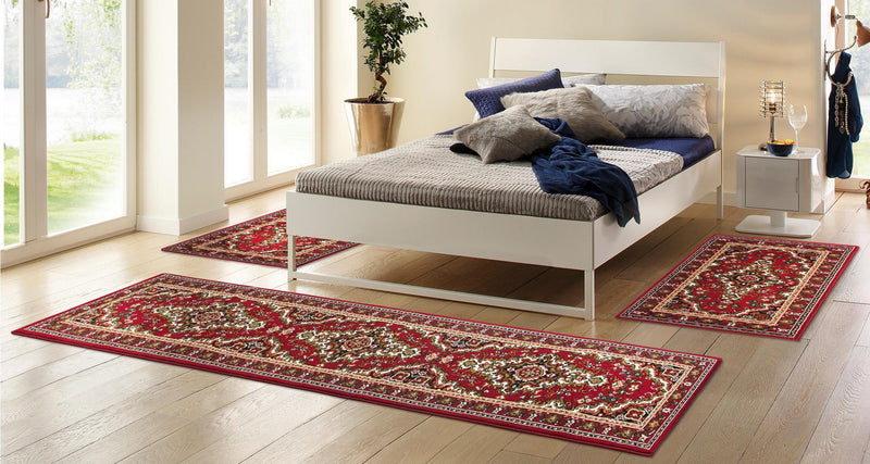 Set 3 covoare pentru dormitor Oriental DELAVITA, roșu - LunaHome.ro