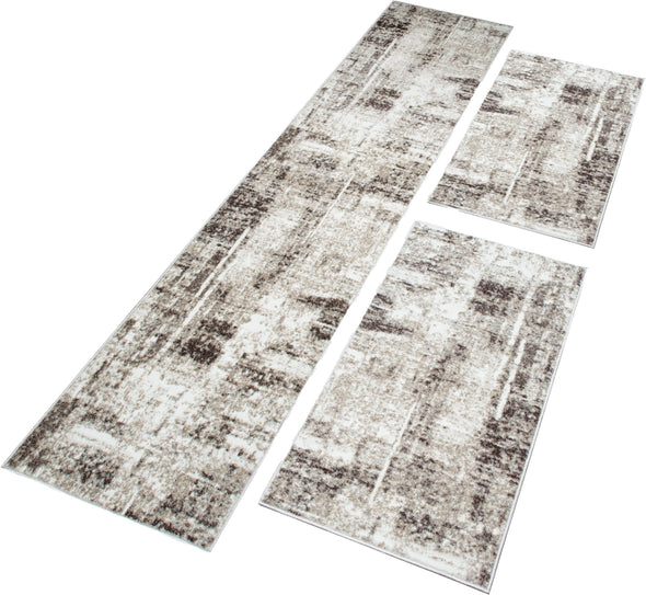 Set 3 covoare pentru dormitor Salsa cu model modern bej maro