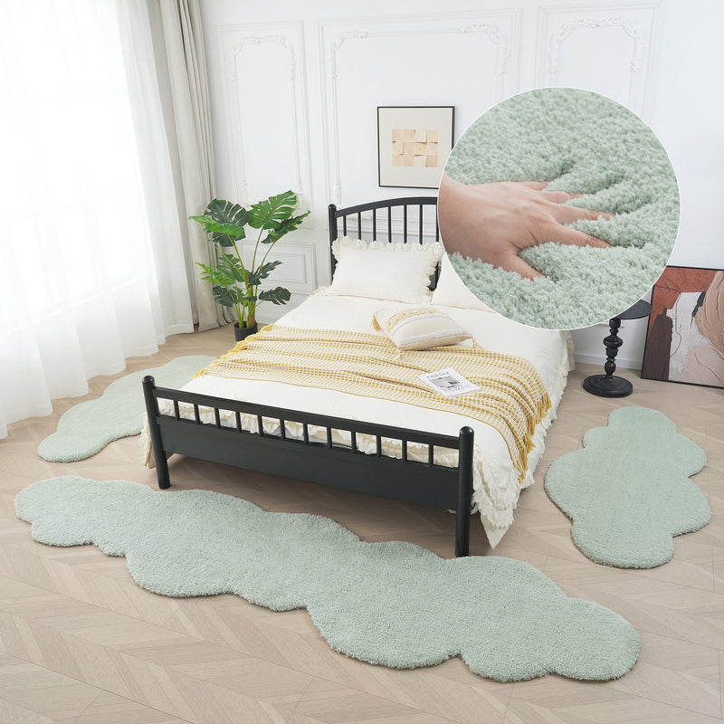 Set 3 covoare pentru dormitor »Magong« foarte moale si pufos verde - LunaHome.ro