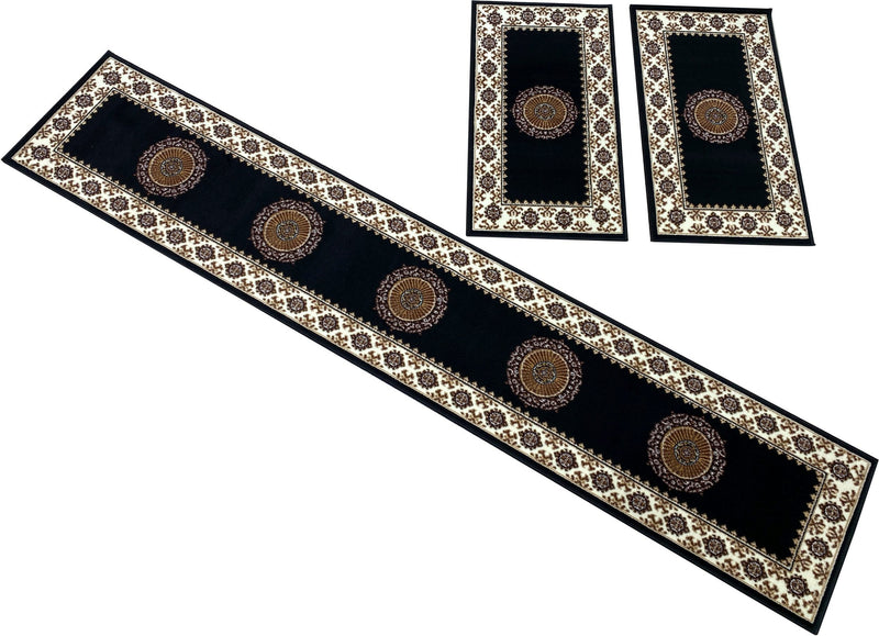 Set 3 covoare pentru dormitor »Shari« cu model oriental, negru - LunaHome.ro