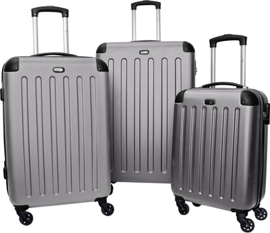 Set 3 trollere gri de calatorie Austin Travel Pal cu carcasa dura - LunaHome.ro