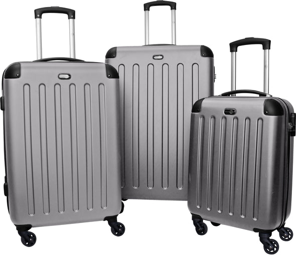 Set 3 trollere gri de calatorie Austin Travel Pal cu carcasa dura - LunaHome.ro
