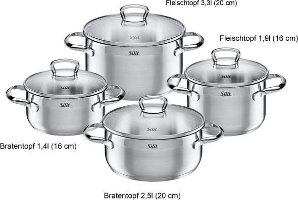 Set 4 oale cu capac din otel inoxidabil Toscana Silit - LunaHome.ro