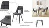 Set 4 scaune Arhus din catifea gri antracit cu picioare negre - LunaHome.ro