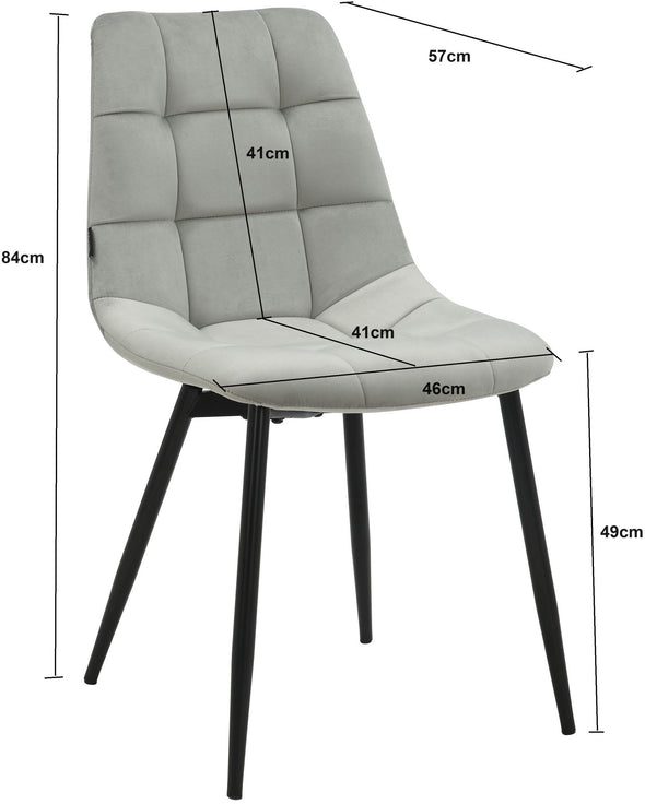 Set 4 scaune Arhus din catifea gri antracit cu picioare negre - LunaHome.ro