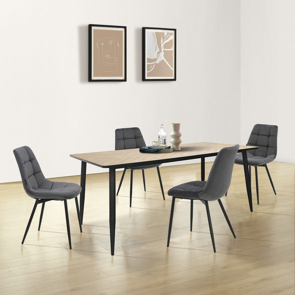 Set 4 scaune Arhus din catifea gri antracit cu picioare negre - LunaHome.ro