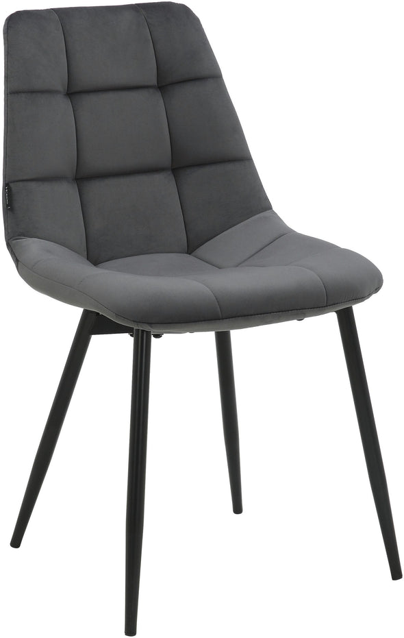 Set 4 scaune Arhus din catifea gri antracit cu picioare negre - LunaHome.ro