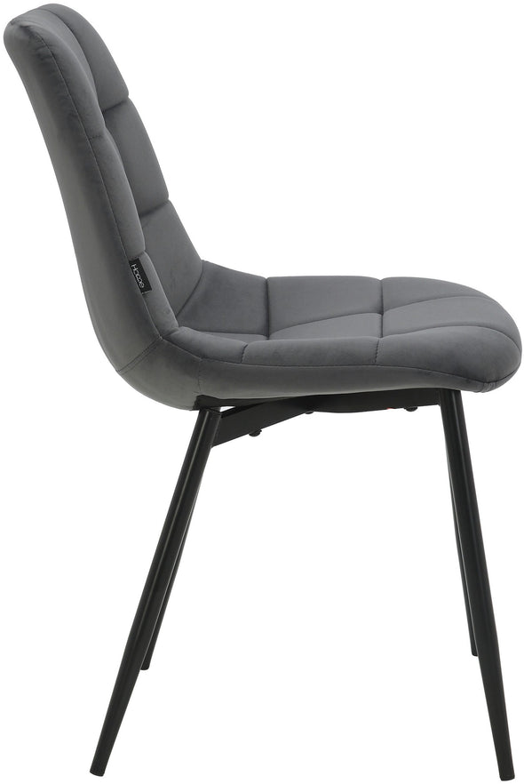 Set 4 scaune Arhus din catifea gri antracit cu picioare negre - LunaHome.ro