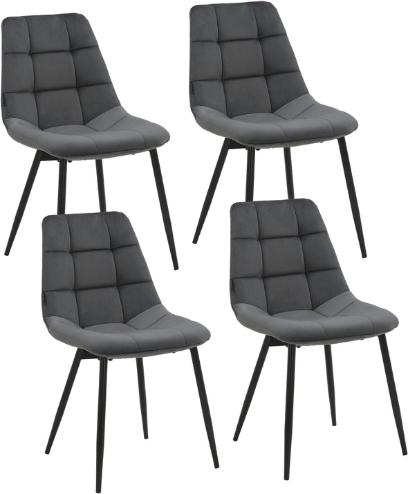 Set 4 scaune Arhus din catifea gri antracit cu picioare negre - LunaHome.ro