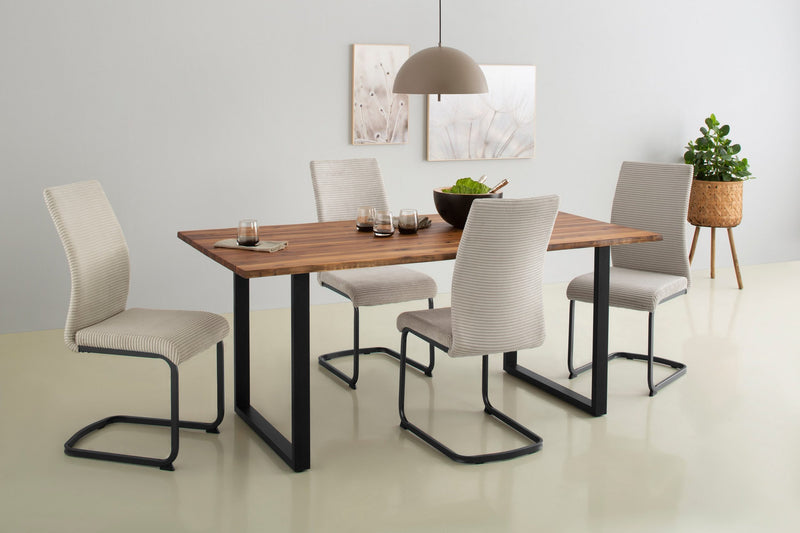 Set 2 scaune KatrinS cu husa din plus bej si baza metalica - LunaHome.ro