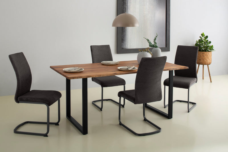 Set 4 scaune KatrinS cu husa din plus gri si baza metalica - LunaHome.ro