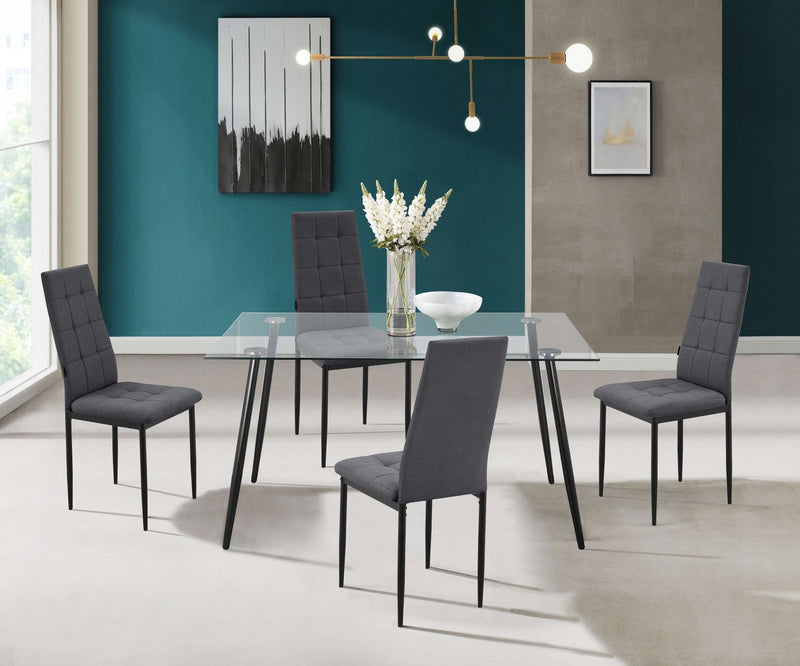 Set 4 scaune Moana din tesatura antracit cu picioare negre - LunaHome.ro