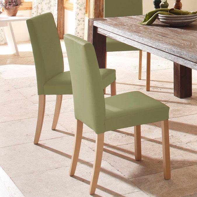 Set 4 scaune Nina din piele eco verde oliv picioare din lemn de fag - LunaHome.ro