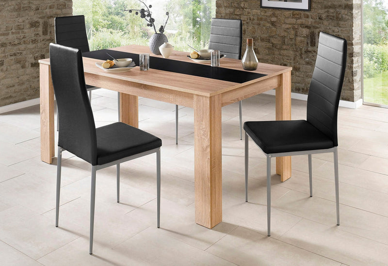 Set 4 scaune Pegasus cu tapiterie neagra din piele eco - LunaHome.ro