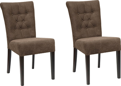 Set 4 scaune Queen cu tapiterie maro, picioare din lemn de stejar - LunaHome.ro