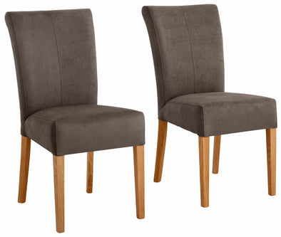 Set 4 scaune Queen cu tapiterie maro, picioare din lemn de stejar - LunaHome.ro