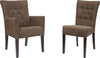 Set 4 scaune Queen cu tapiterie maro, picioare din lemn de stejar - LunaHome.ro