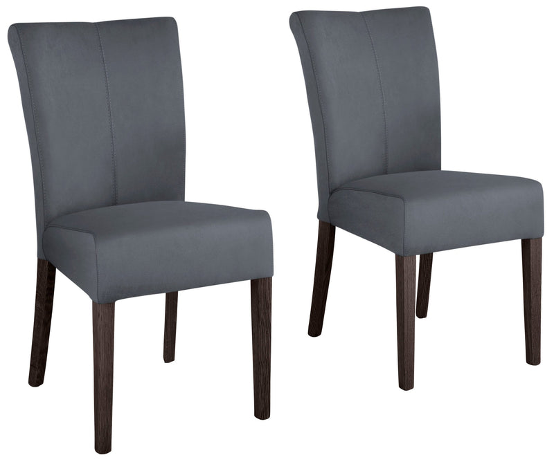 Set 4 scaune Queen din piele eco gri, picioare din lemn de stejar - LunaHome.ro