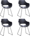 Set 4 scaune Rockville negru tip scoica cu cadru din metal - LunaHome.ro