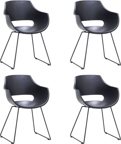 Set 4 scaune Rockville negru tip scoica cu cadru din metal - LunaHome.ro
