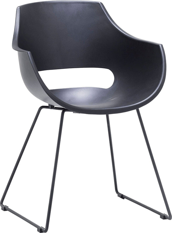 Set 4 scaune Rockville negru tip scoica cu cadru din metal - LunaHome.ro