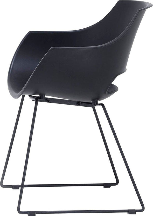 Set 4 scaune Rockville negru tip scoica cu cadru din metal - LunaHome.ro