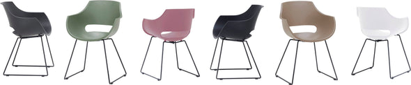 Set 4 scaune Rockville negru tip scoica cu cadru din metal - LunaHome.ro