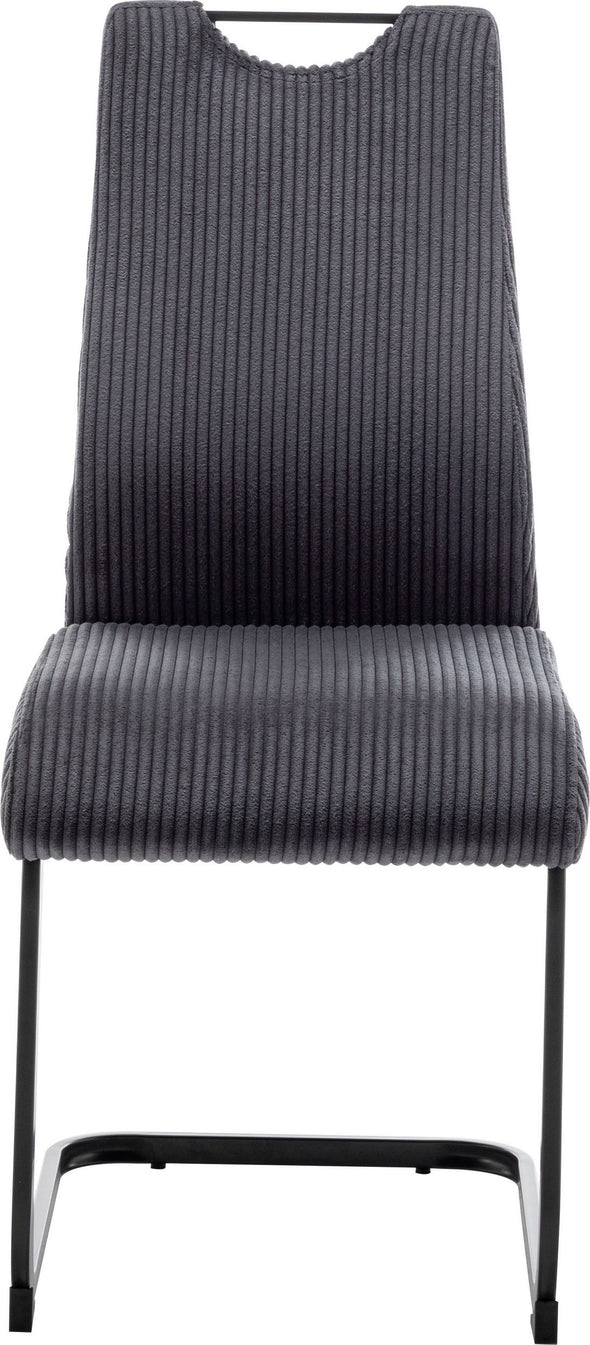 Set 4 scaune Zabona din pluș gri inchis cu picioare metalice - LunaHome.ro