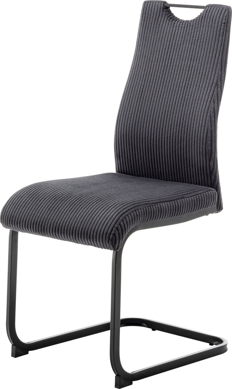 Set 4 scaune Zabona din pluș gri inchis cu picioare metalice - LunaHome.ro