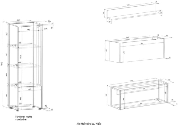 Set 5 piese mobilier de birou CityGiron gri cu stejar