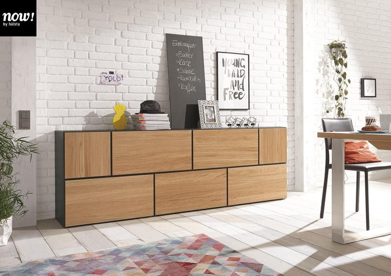 Set 7 corpuri configurabile individual cu fronturi din furnir de stejar - LunaHome.ro