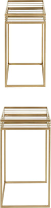 Set 2 mese decorative Yanis Leonique din metal auriu si oglinda - LunaHome.ro