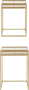 Set 2 mese decorative Yanis Leonique din metal auriu si oglinda - LunaHome.ro