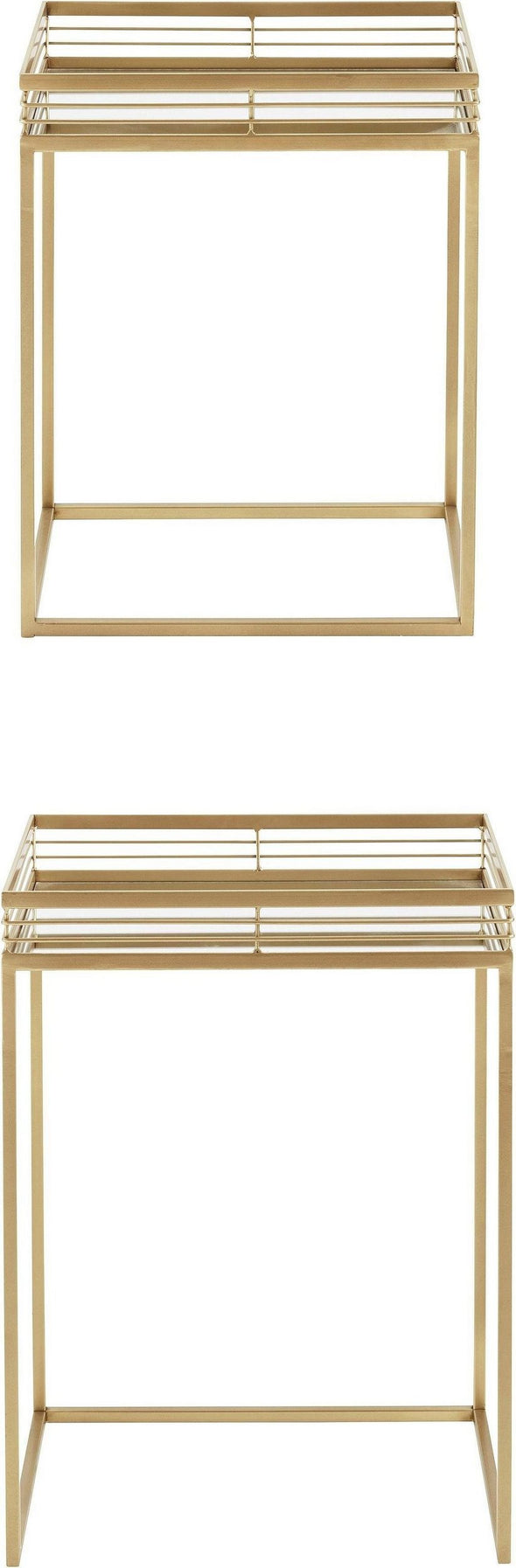 Set 2 mese decorative Yanis Leonique din metal auriu si oglinda - LunaHome.ro