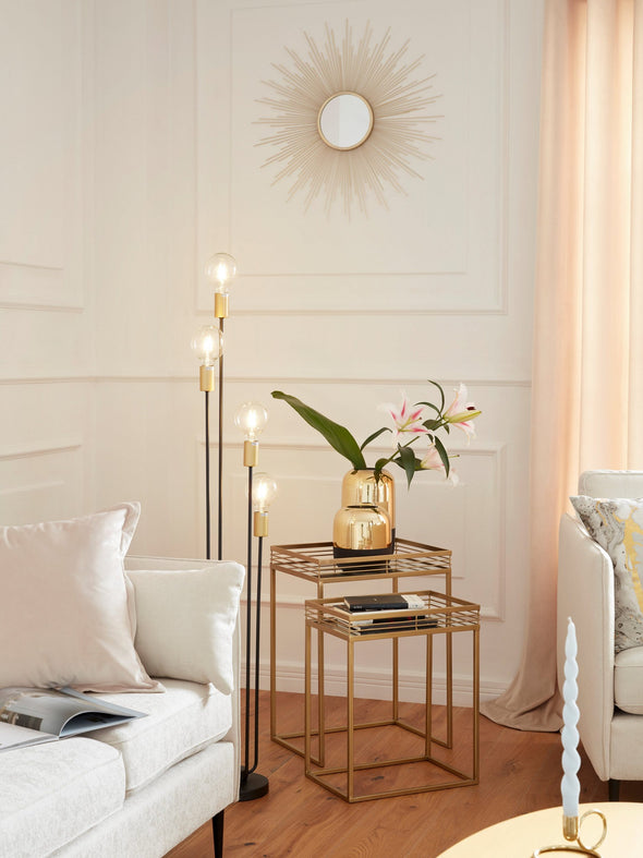 Set 2 mese decorative Yanis Leonique din metal auriu si oglinda - LunaHome.ro