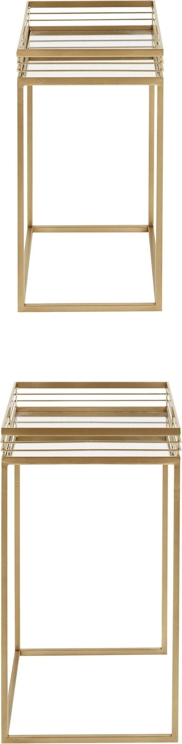 Set 2 mese decorative Yanis Leonique din metal auriu si oglinda - LunaHome.ro