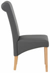 Set 2 scaune Rito din piele ecologica gri cu picioare din lemn - LunaHome.ro