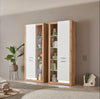 Set 2 vitrine moderne Brixen alb cu stejar, 80 cm fiecare - LunaHome.ro